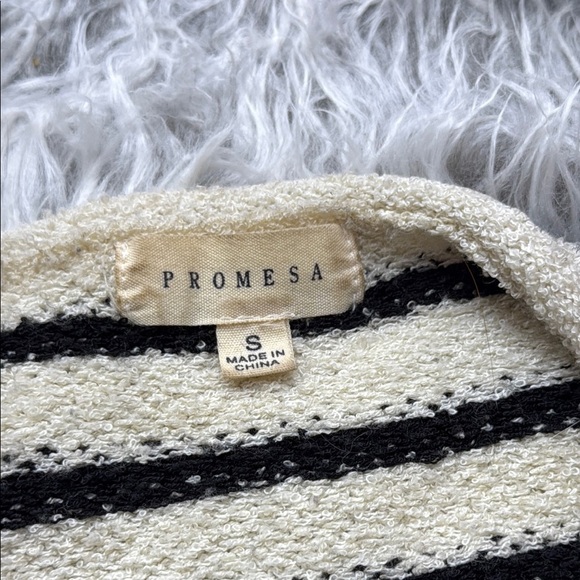 Promesa Cream and Black Striped Knit Sweater - Picture 2 of 4